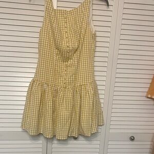 SHEIN Yellow Gingham Mini Dress